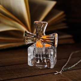 kanpura Clear Glass Cross Candle Holder 4" High Christian Tea Light Holder Cross Crystal Votive Candle Holders for Religious in Box(Single)