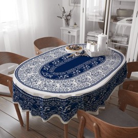 Virtumob Bohemian Oval Tablecloth 60x84inch,Tablecloth Farmhouse Water Proof Polyester Table Cloth,Elegant Retro Bohemian Style Design Table Cloth for Dining/Party/Outdoor Decoration