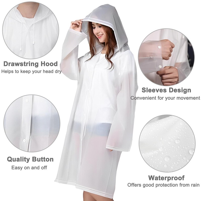 Cosowe Rain Ponchos for Adults Reusable, 2 Pcs Raincoats for