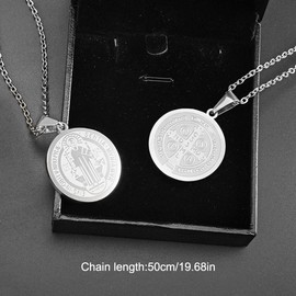 Androxeda 1 Stück Halskette Heiliger Benedikt Herren Damen Heiliger Benedikt Edelstahl Silber Poliert Kette Herren Damen Mit Anhänger