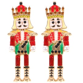 PASOLABE Christmas Earrings Nutcracker Stud Earrings Christmas Pierced Earrings for Women Holiday Earrings Christmas Stud Earrings
