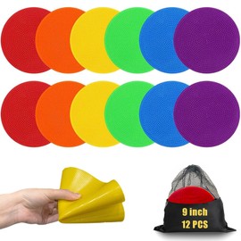 MIVERYEA Spot Markers for Sports 9 Inch, 12Pcs Non Slip Rubber Agility Poly Spots Marker Field Flat Cone for Kids Soccer Basketball Speed Training Outdoor Classroom