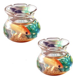 2 Pieces Miniature Fish Tank with Goldfish, Goldfish Charm of A Mini Tank with This 1:12 Scale Realistic Glass Decor for Dollhouse Display Captivating Miniature for Crafts Ornaments Handmade Landscape