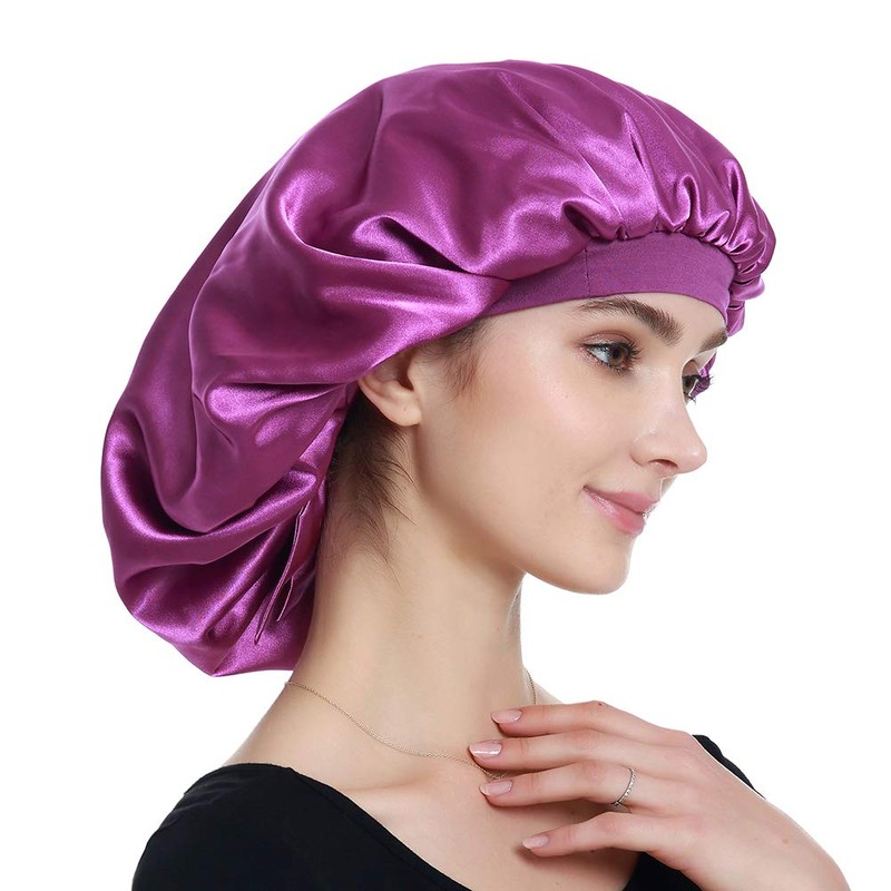 Alnorm Long Satin Bonnet Sleep Cap - Double Layer Soft