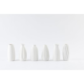 6-Piece Ceramic Vase Set，Colored and Plain Flower Bud Vases，Can Create Various Decorative Styles，Suitable for Home Decoration and as New Home Gift (WT-Color)