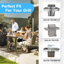 Adviace Grill Parts for Jenn-Air 720-0061-LP 720-0163 720-0099-NG 720-0100-NG 720-0171, 3 Pack 304 Stainless Steel Grill Burners for Jennair Jenn Air 720-0061 Gas Grill Models