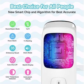 ANMEATE ANMEATE No-Touch Forehead Thermometer for Adults, Infrared Digital Thermometer for Kids, Touchless Baby Thermometer, Accurate Reading with Large Display, Mute Mode, Memory Recall, Fever Alarm