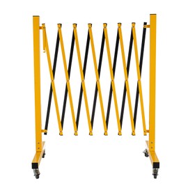 SmarketBuy Industrial Expandable Metal Barricade 11.5 Ft Barricade Gate with Casters Easy to Use and Adjust Retractable Traffic Fence for Maintenance and Construction Work and Traffic Control