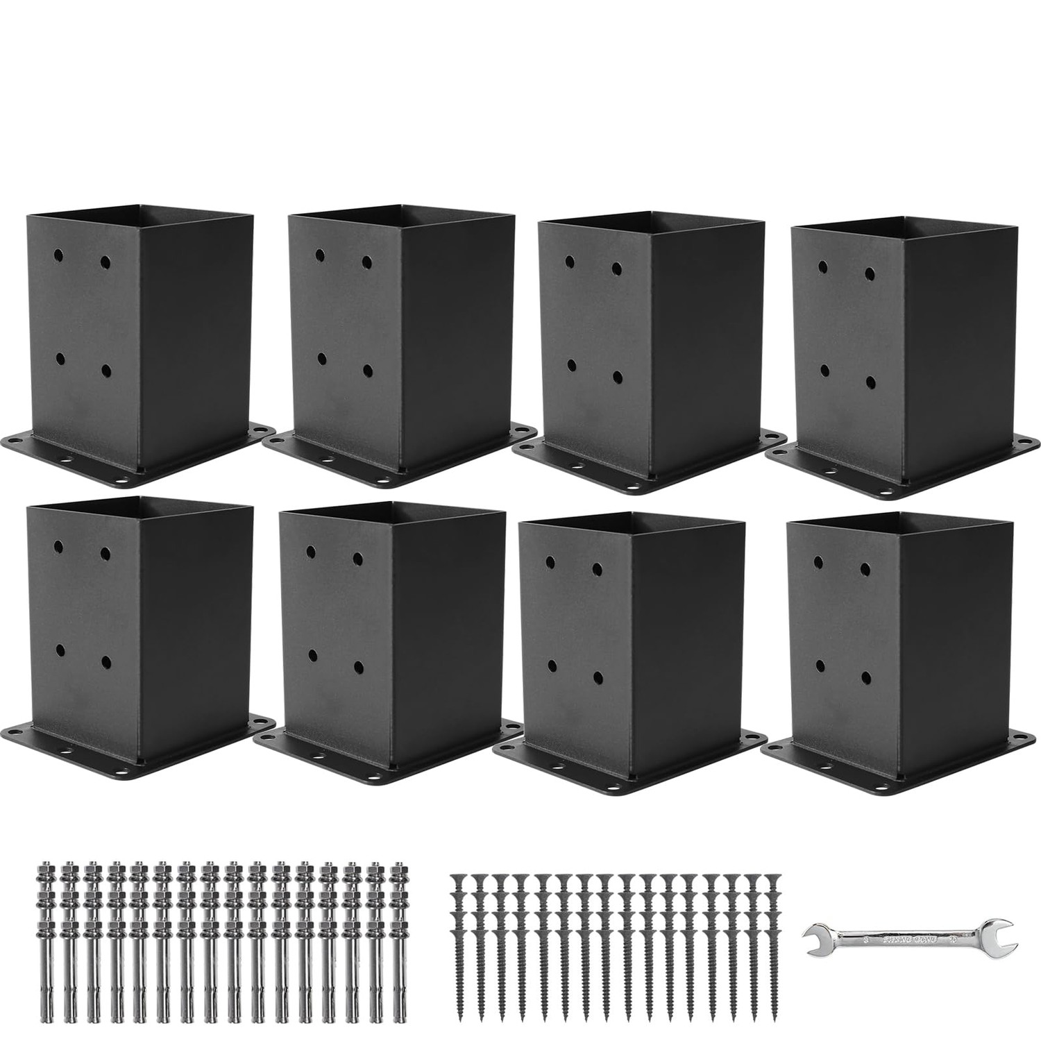 ICokin 4×4 Post Base 8 Pcs,Deck Post Brackets,Inner Size (3.6"x3.6 ...