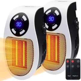 Wall Space Heater 450W Remote Portable Electric Heater with Programmable Adjustable Thermostat, Overheat Protection, Precise LED Display, CSA Certification Safe Heater for Office Dorm Room,2 PACK