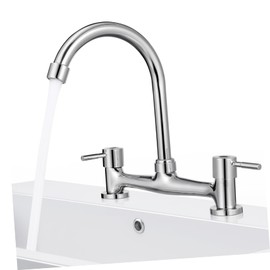 BELLIFFY Dual Outlet Kitchen and Bathroom Faucet - Hot & Cold Water Mixer - Premium Copper 15c Ideal for Bars and RVs Thermostat Controlled Single Word Operated Two Hole Sink Tap