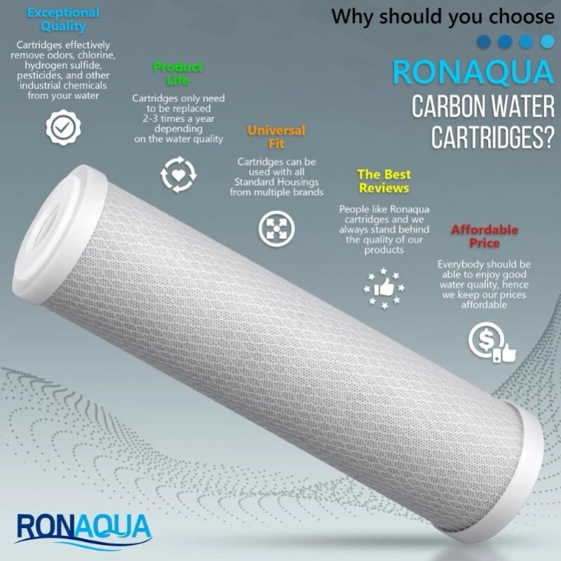 Ronaqua 4 pcs Big Blue CTO Carbon Block Water Filters