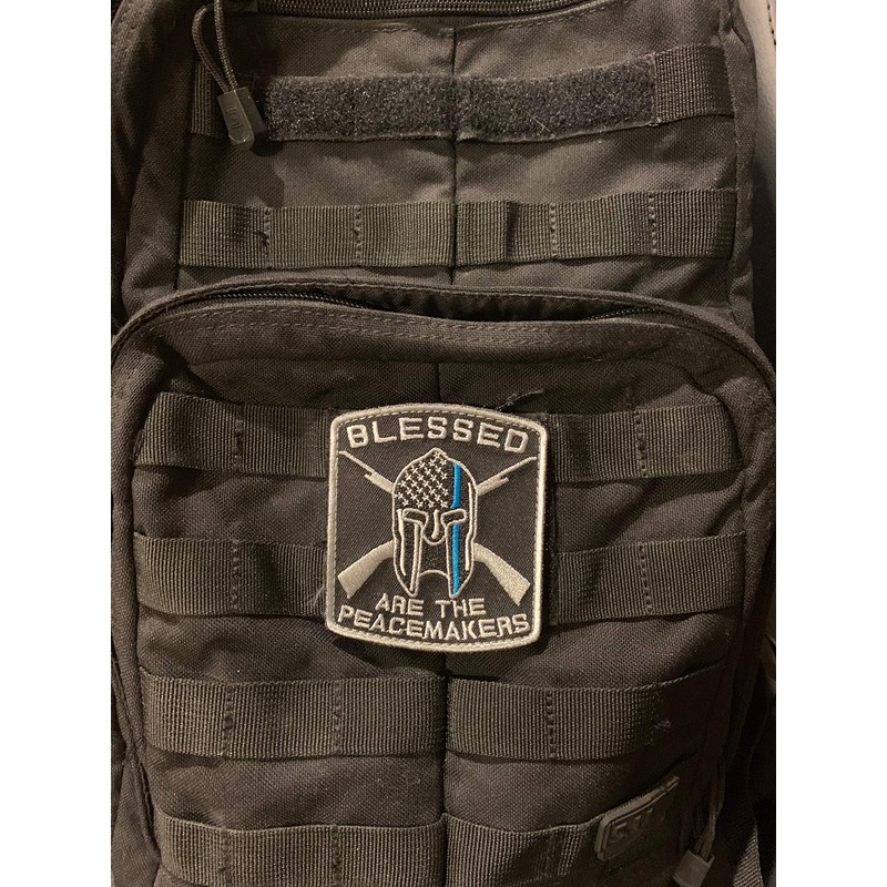 Thin Blue Line Blessed are The Peacemakers Patch Hook &