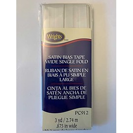 Wrights 117-912-028 Satin Single Fold Wide Bias Tape, 3 Yards x 7/8" - Oyster Satin