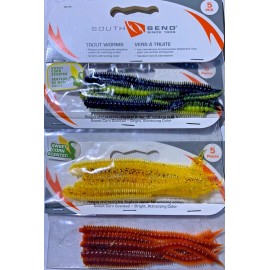 South Bend Trout Worms Sweet Corn Scented Nymph 3.5" Critter Bait Fishing PICK - Chart/Green - 5 Pack
