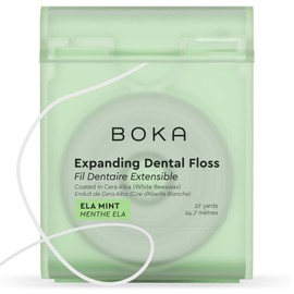 Boka Hilo de menta Ela  Hecho de cera vegetal natural, sin teflón, sin petróleo, 30 yardas de hilo dental