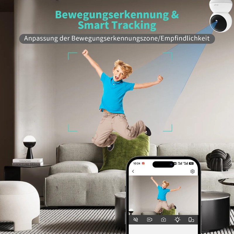 Alaga 3K Indoor Surveillance Camera, 360°, 5G and 2.4G WiFi,