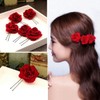 Beaupretty 6 Pieces Wedding Updo Hairpins Red Rose Flower Hair