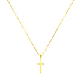 Zeera Lumina Dainty Cross Necklace for Women, 14K Gold/Platinum Plated 925 Sterling Silver Chain Double Sideways Cross Pendant Layered Necklaces Tiny Jewelry for Women Gift, Copper, No Gemstone