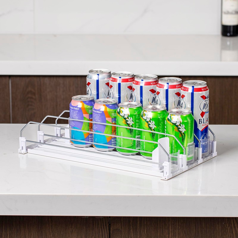 Rula Drink Organizer for Fridge, Width Adjustable Water Bottle Pusher