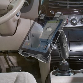 iBOLT Custom Industry Standard Adjustable Cup Holder Mount - Featuring Our Heavy Duty 25mm / 1 inch Dual Socket Ball Mount- for Phones, Tablets, Barcode scanners, Vesa 75/ 100, etc.