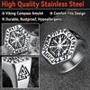 Mens Runic Viking Hexagon Finger Rings Retro Nordic Compass Charms