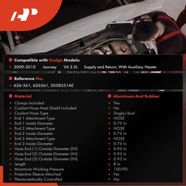 A-Premium HVAC Heater Hose Pipe Line Assembly Compatible with Dodge Journey 2009 2010, 3.5L