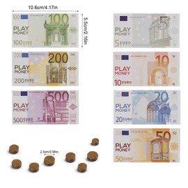 Prop Money, Play Money Euro Notes, Fake Field Notes, Dollar Notes, Film Play Banknotes, Toy Money Rake, Money for Toys, Play Money for Children for Merchant Shop, for Calculating
