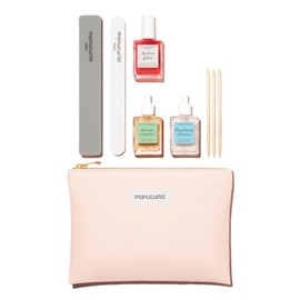 Manucurist Active Glow Manicure Set - Pro Nail Care Set, Vegan & Made in France: 1 Nail File, 1 Nail Buffer, 1 Cuticle Remover, 3 Wood Cuticle Pushers, 1 Active Glow, 1 Complete Serum- Gifts for Women