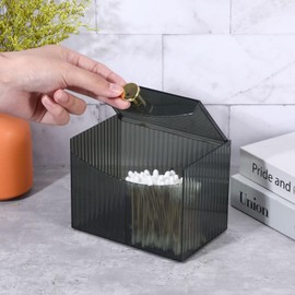 Yuunheg Double Compartment Qtip Holder with Lid,Cotton Ball Holder with Lid,Cotton Pad Holders,Container Dispenser Box for Bathroom Home Storage Organization(Green)