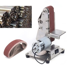 Mini Belt Sander, 100W Electric Benchtop Sander, 4500-9000RPM Adjustable Speed Sander Polisher for DIY Woodworking, Metal, Cutting Tools with Sanding Belt