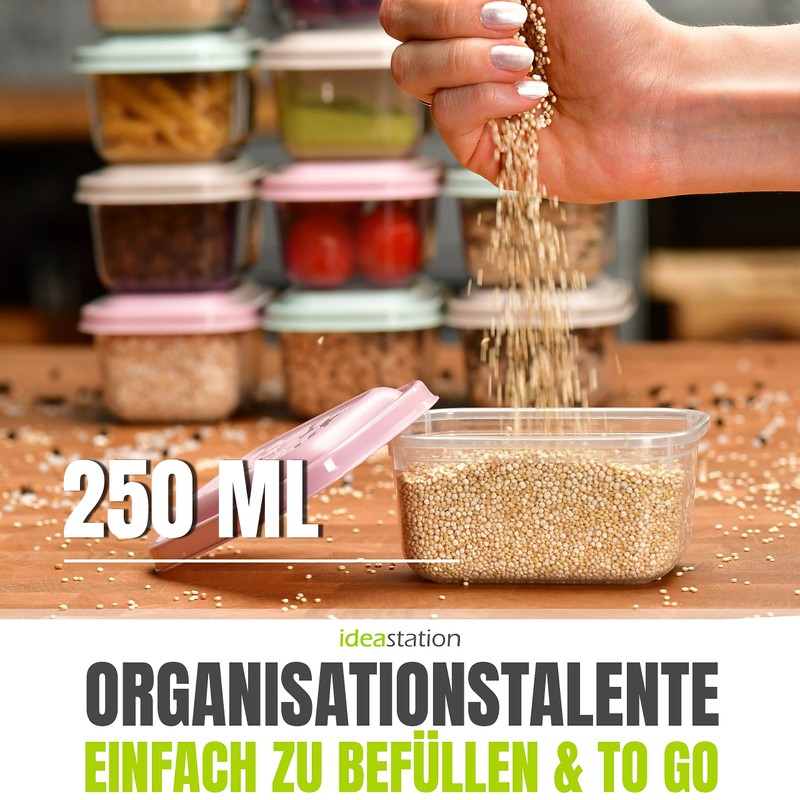idea-station Storage Containers, 250 ml, Anthracite with Lid Stackable Food
