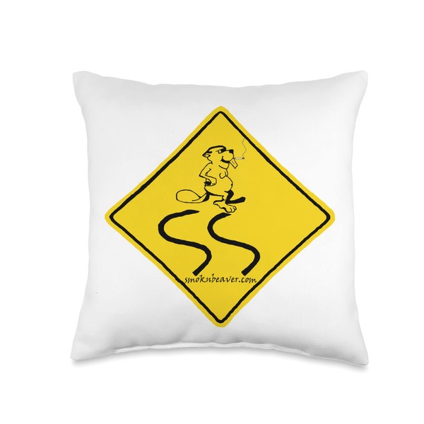 Smok'n'beaver Slippery Beaver Throw Pillow, 16x16, Multicolor