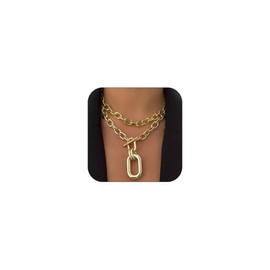 CJIAYUJEW Chunky Choker Necklaces for Women Cuban Thick Link Chain Choker Necklace Punk Style Gold Thick Wide Necklace Accessories for Women