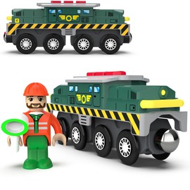 HYPERLIVING Battery Operated Action Locomotive Train (Magnetic Connection)- Powerful Engine Bullet Train Set Compatible with Thomas, Brio, Chuggington - Train Toys for Toddlers