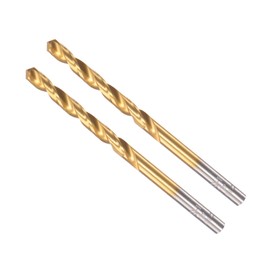 CoCud Rotary Drill Bit 4.4 mm Drilling Diameter Titanium Coated High Performance Steel 6542 Straight Round Shank - (Use: for Stainless Steel Alloy Metal) Pack of 2