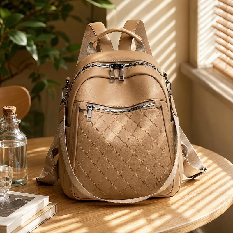 Mochilas para Mujer 3 en 1 Cuero PU Impermeable Antirrobo