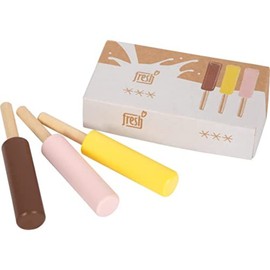 small foot Milk Ice Cream on a Stick "Fresh" Made of Wood, Accessories for Shop and Children's Kitchen, Role Toy from 3 Years, 12351