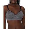 Fruit of the Loom Womens Seamless Wire Free Push-up Bra, Charcoal Heather, 16B