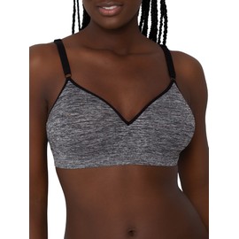 Fruit of the Loom Womens Seamless Wire Free Push-up Bra, Charcoal Heather, 16B