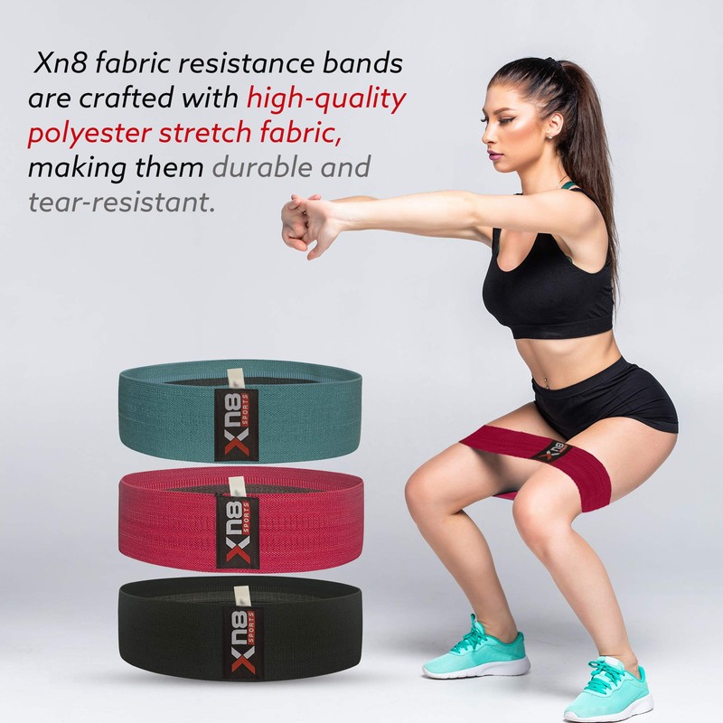 XN8 Fabric Resistance Bands Exercise Loops Booty Non-Slip Workout Band