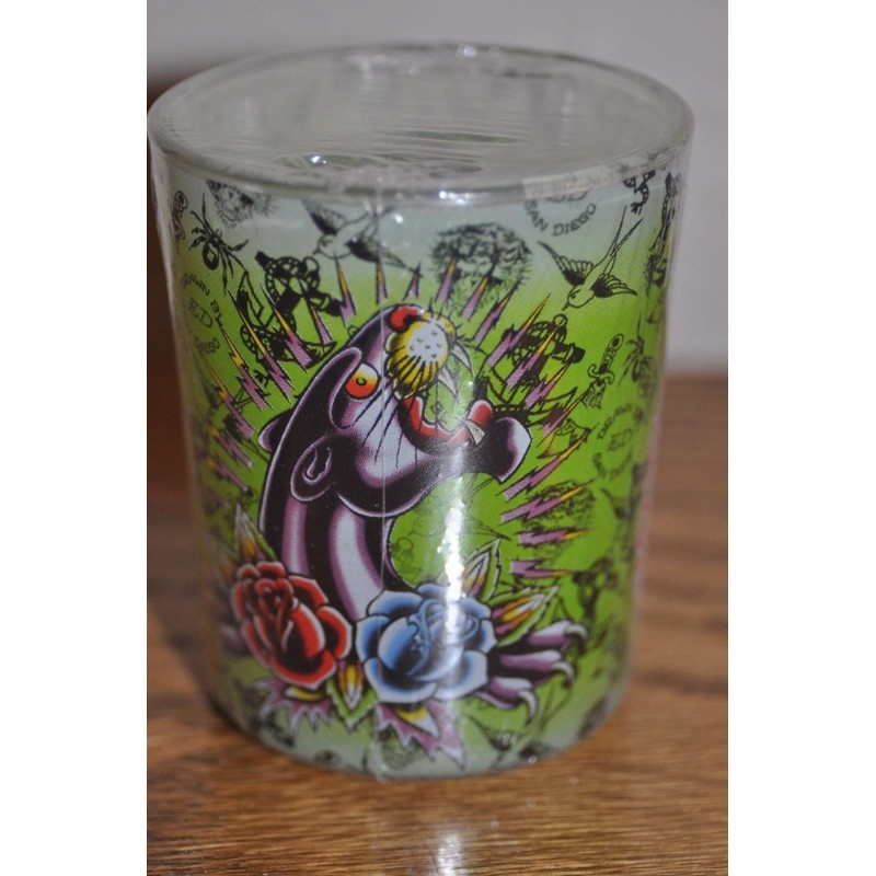 3 Ed Hardy Large Round Shot Glass SCENTED CANDLES tealight
