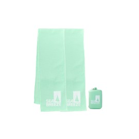 Sea Breeze Cool Towel, 2 Mini Cool Towels, Includes 1 Case, For Kids, Kids, UV Protection, Cool Sensation, Light Green, Small