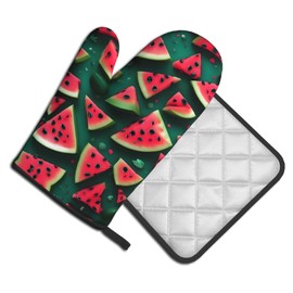 YYHWHJDE Dream Watermelon Printed Quality Oven Mitts and Pot Holders Sets of 2 Kitchen Baking Used to open pot lids in the kitchen