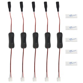 WMYCONGCONG 5 PCS Light Emitting Diodes Strip Light ON/Off Switch to 2.1x 5.5mm DC Power Supply Connector for 3528 LED Strip Light