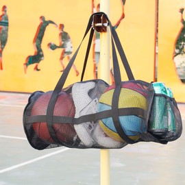 Extra Large Mesh Sports Duffle Bag for Diving Swimming Tubular Football Basketball Volleyball Beach Storage Carry Bag Heavy Duty Net Ball Holdall Fitness Bag with Straps Workout Gym Training Net Bag