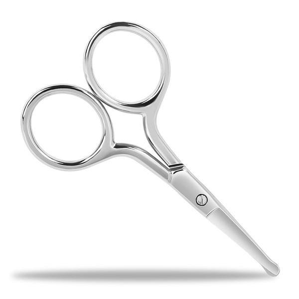Nose Hair Scissors, Safety Rounded Tip Small Scissors for Eyebrow, Nose Hair, Beard, Ear Hair, Stainless Steel Eyebrow Scissors, Professional Facial Hair Trimming Scissors for Men & Women(Silver)