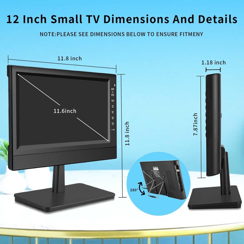 Feihe 12 Inch Small TV with HD Display, Antenna,HDMI,AV,USB Ports,