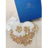 MMonesu Crystal Flower Bib Statement Necklace Set Chunky Champagne Diamond
