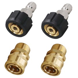 Napredak Pressure Washer Quick Connect Fitting, M22-15mm to 3/8 inch Power Adapter for Water Hose/Gun, Brass Male Thread Socket and Stainless Steel Plug kit